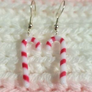 (Plain) Candy Cane Dangle Earrings